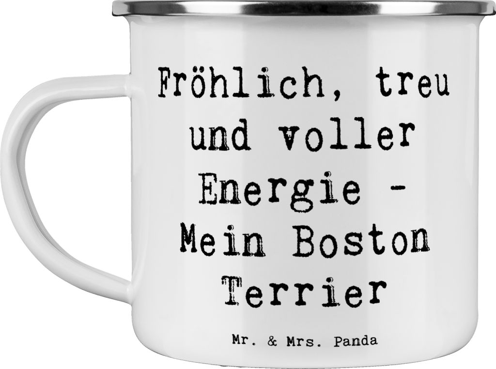 Mr. & Mrs. Panda Campingbecher Spruch Boston Terrier Freude - Weiß - Geschenk, Spaziergänge, Teebecher, Pott, besondere Verbindung, Hunderassen C...
