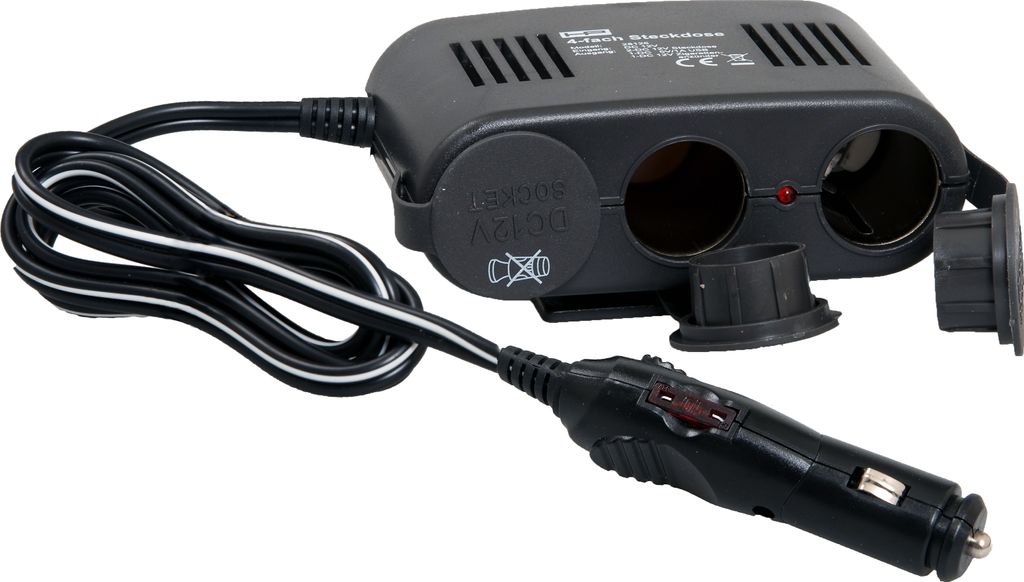 4 fach Steckdose für Zigarettenanzünder mit USB Steckdose 10 A Sicherung 90cm