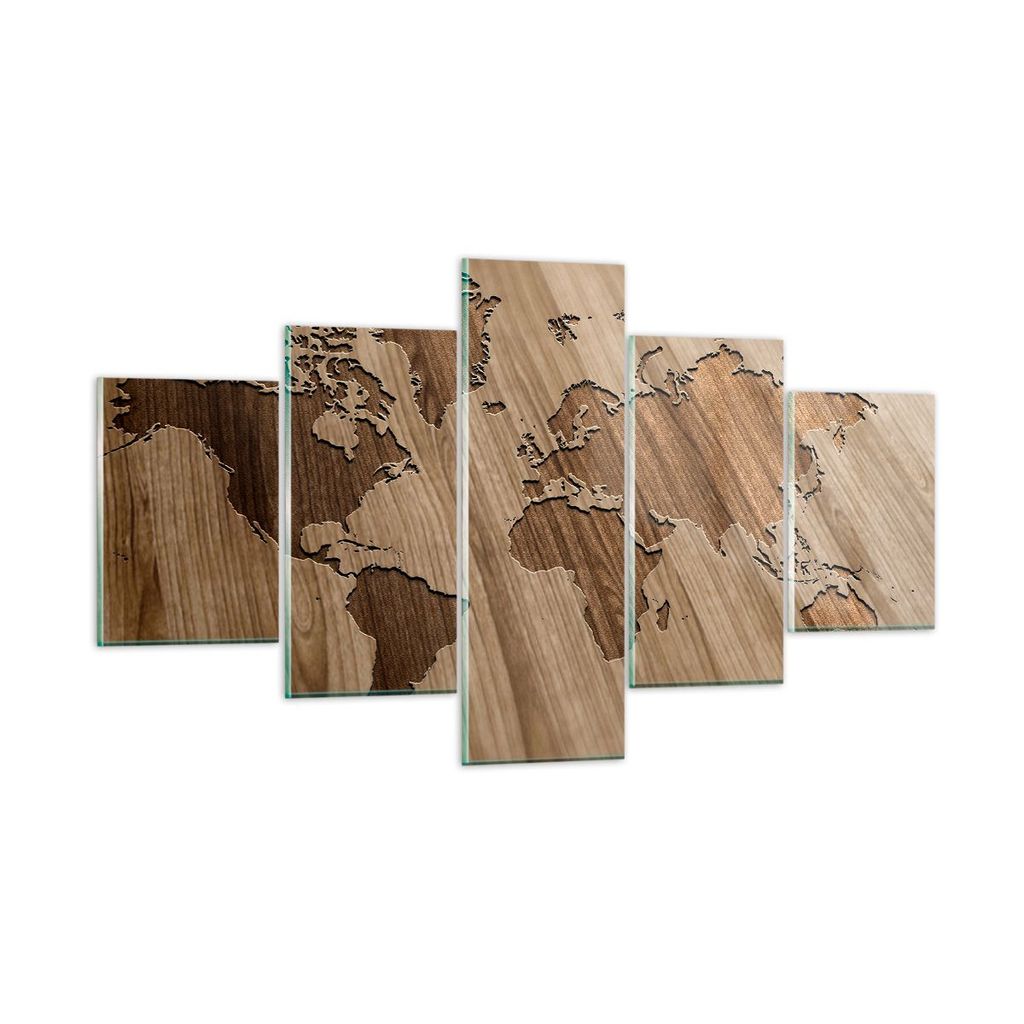 Bilder auf glas - Geographie Globus Karte - 125x70cm - Glasbilder - Wandbilder - Kunstdruck - zum Aufhängen bereit - Wanddekoration aus Glas - Gla...