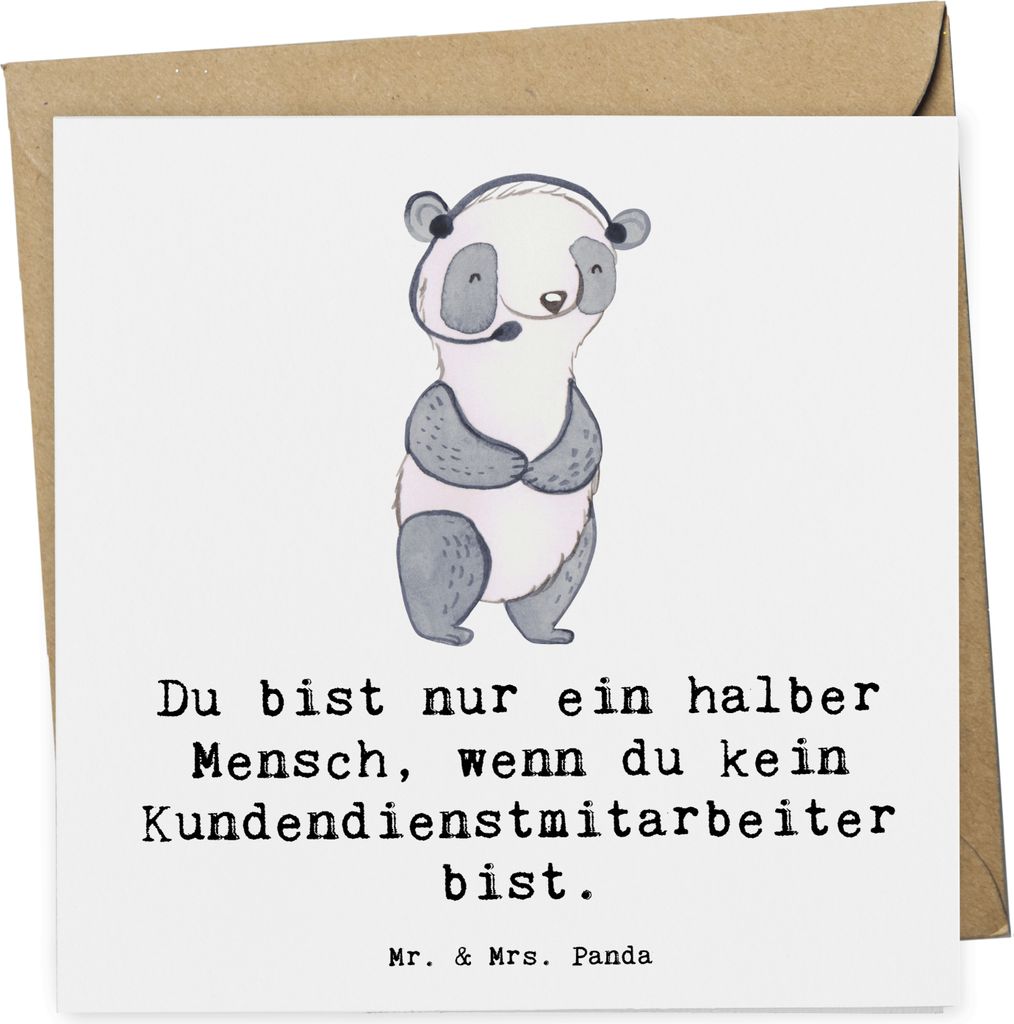 Mr. & Mrs. Panda Grußkarte Kundendienstmitarbeiter Herz - Weiß - Geschenk, faltkarte, Customer Service, Callcenteragent, anlasskarte, Klappkarte,...