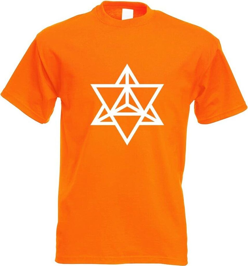 Kiwistar - T-Shirt - orange - Merkaba Motiv Bedruckt Funshirt Design Print - mit Motiv Bedruckt - Funshirt Design - Sport - Freizeit - Herren - XXL