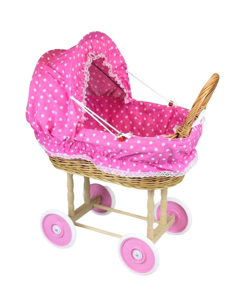 Puppenwagen aus Weide  polka dot Produktbild 