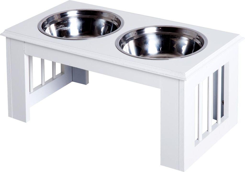 Hunde-Futterstation, rutschfest, 58,4 x 30,5 x 25,4cm, Weiß, 2L pro Napf