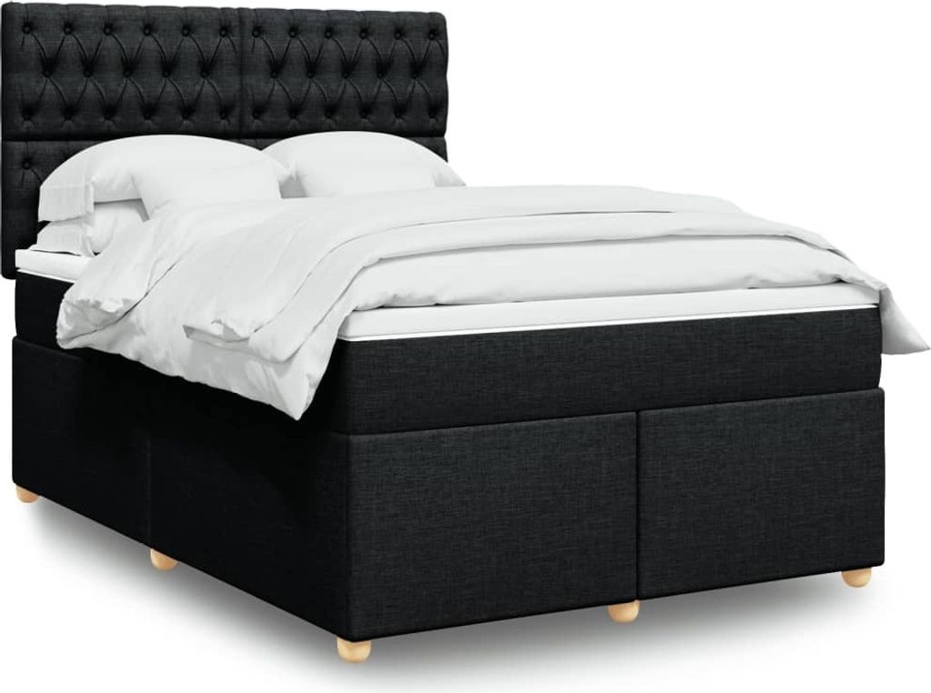 Maison Exclusive - Boxspringbett mit Matratze Schwarz 140x200 cm Stoff