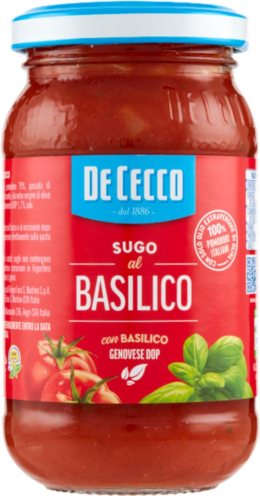 Sauce tomate à la basilic De Cecco, 200 g Image du produit 