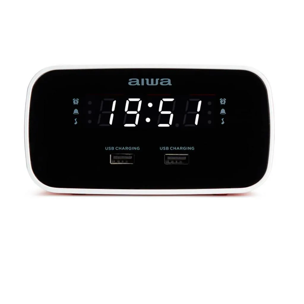 Réveil double alarme rouge avec port USB de charge et affichage LED clair - 5