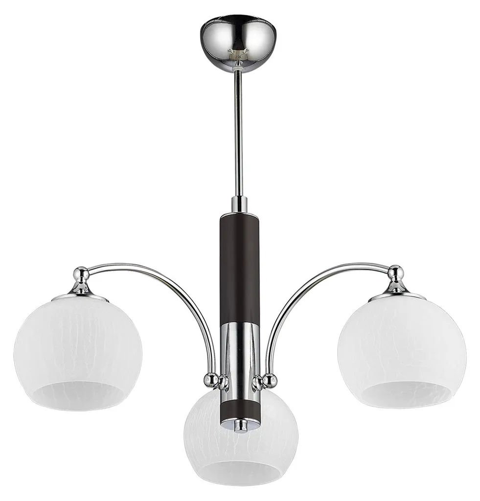 Suspension 3 lumières LARGO métal chromé et wengé - Luminaire IP20 58cm