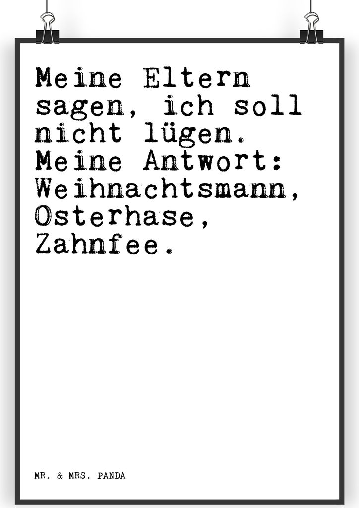 Mr. & Mrs. Panda Bild Meine Eltern sagen, ich... DIN A4 - Weiß - Geschenk, Sprüche, Kunstdruck, Wandbild, Vater, Mama, Großeltern, wanddeko, pos...