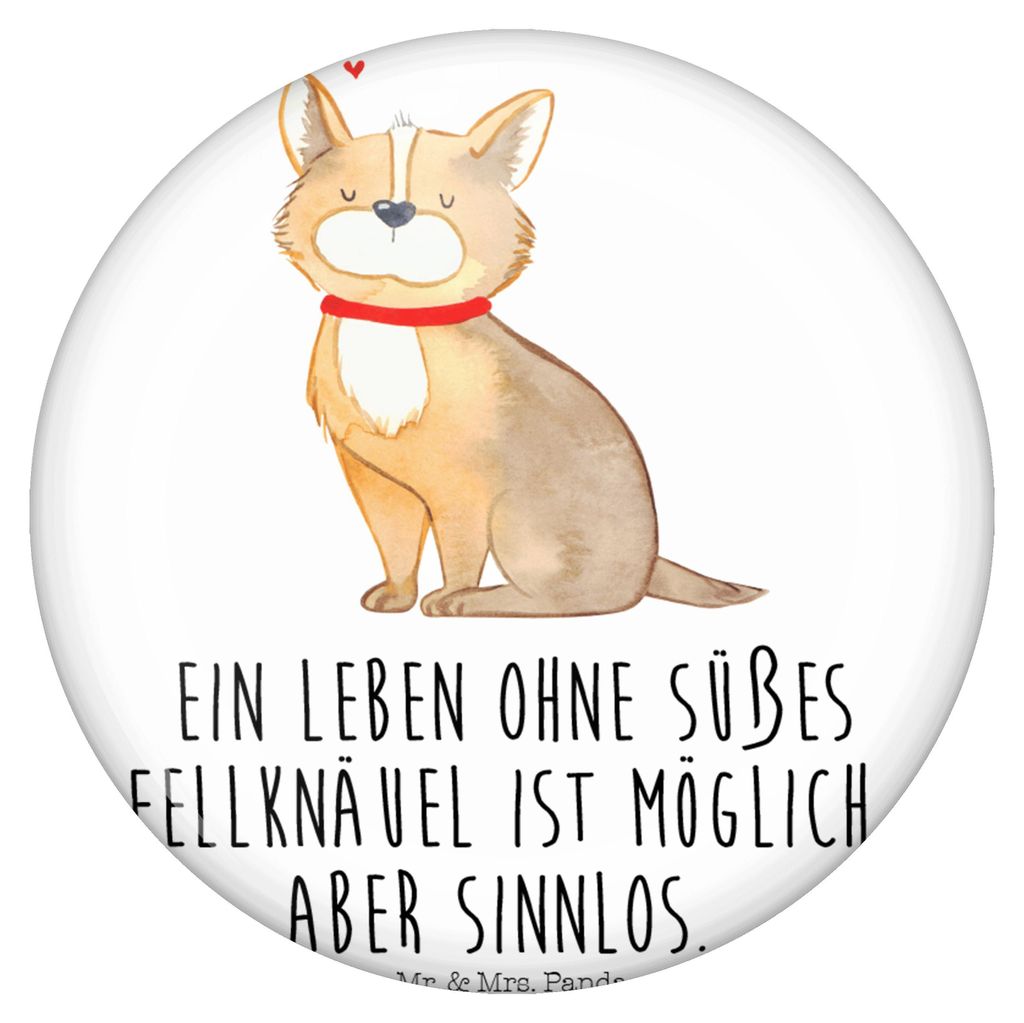 Mr. & Mrs. Panda Button Hund Glück - Weiß - Geschenk, Badge, Sprüche, Plakette, Liebe, Ansteck Pin, Spruch, Anstecker, Herz, glücklich