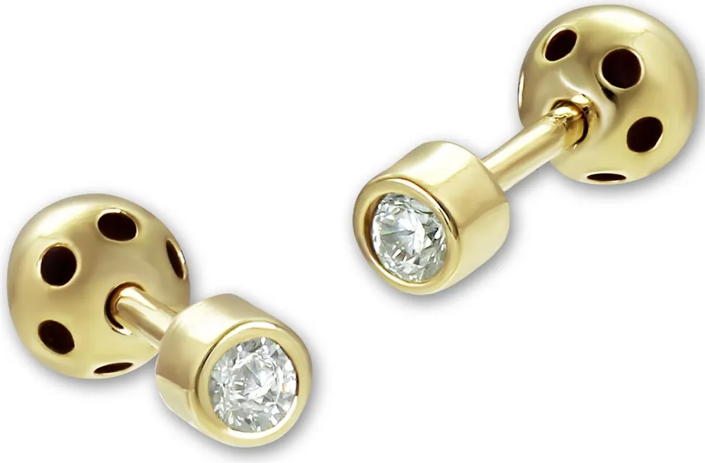Boucles d'oreilles Puces en Or Jaune 8 Carats avec Zircon Brillant