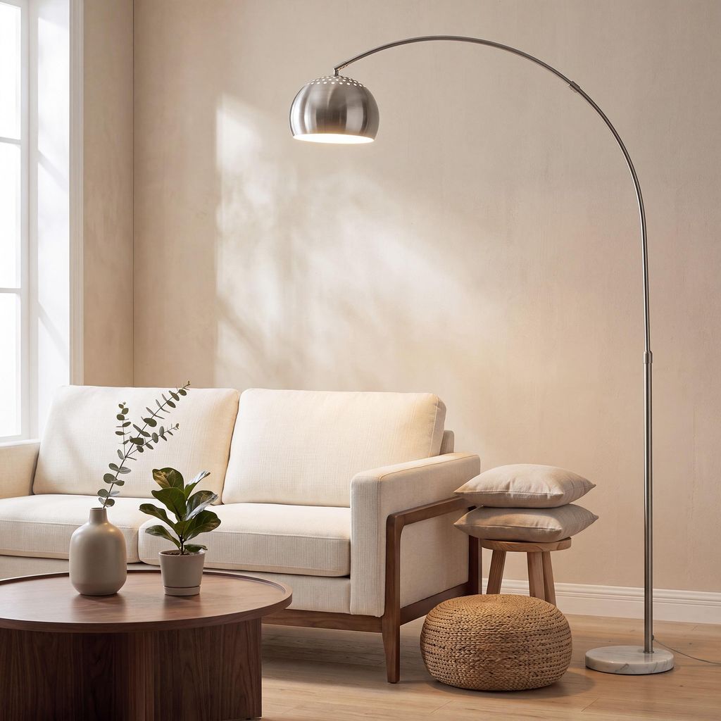 Bogenlampe mit schwerem Marmorsockel 167cm – Moderne Produktbild 