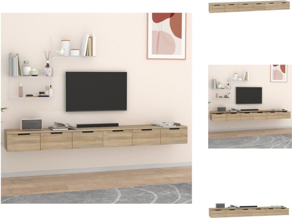 vidaXL Wandschränke 2 Stk. Sonoma-Eiche 102x30x20 cm Holzwerkstoff - Wandregale