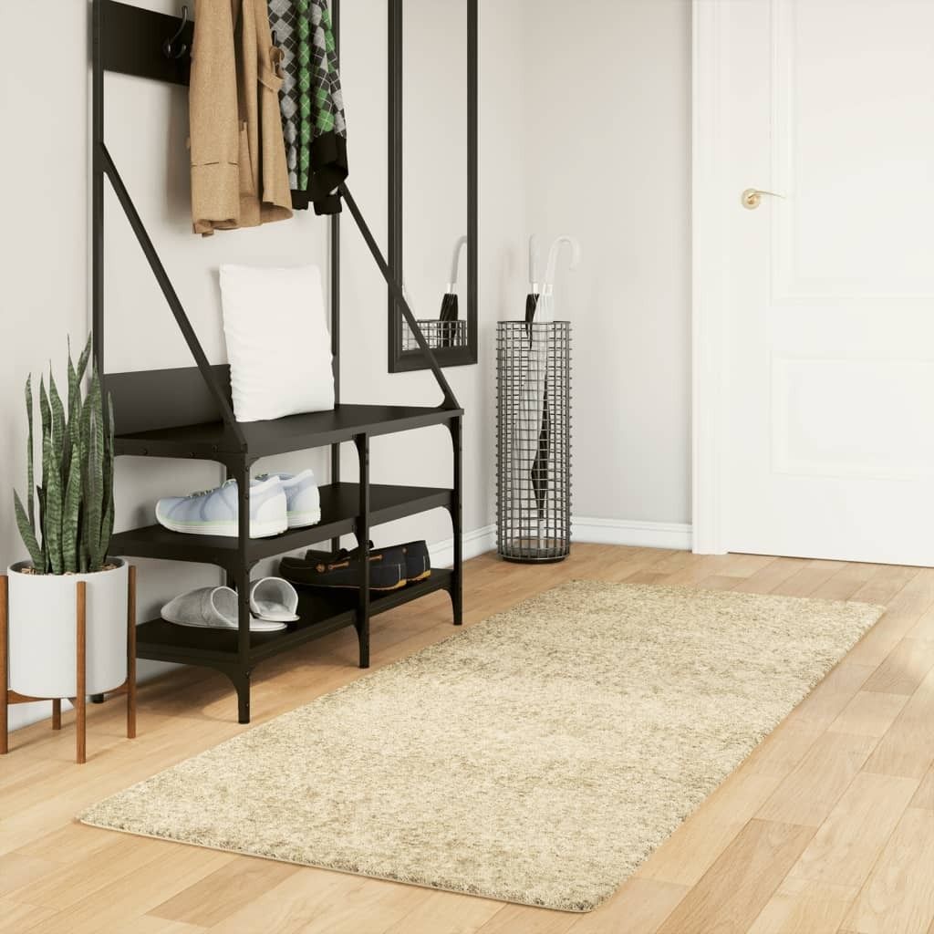 Design Teppich Shaggy Hochflor Modern Golden 80x200 cm, Designerteppiche 2024 Neu