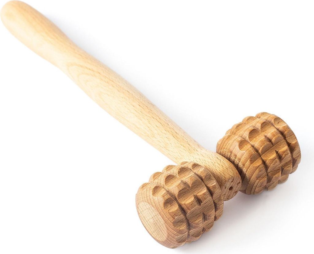 Habys Holz-Gesichtsmassageroller | T-Form mit Noppen | Aus Buchenholz | Anti-Aging & Kollagen | Für Gesicht & Nacken | Kopfmassage | 14x10 cm