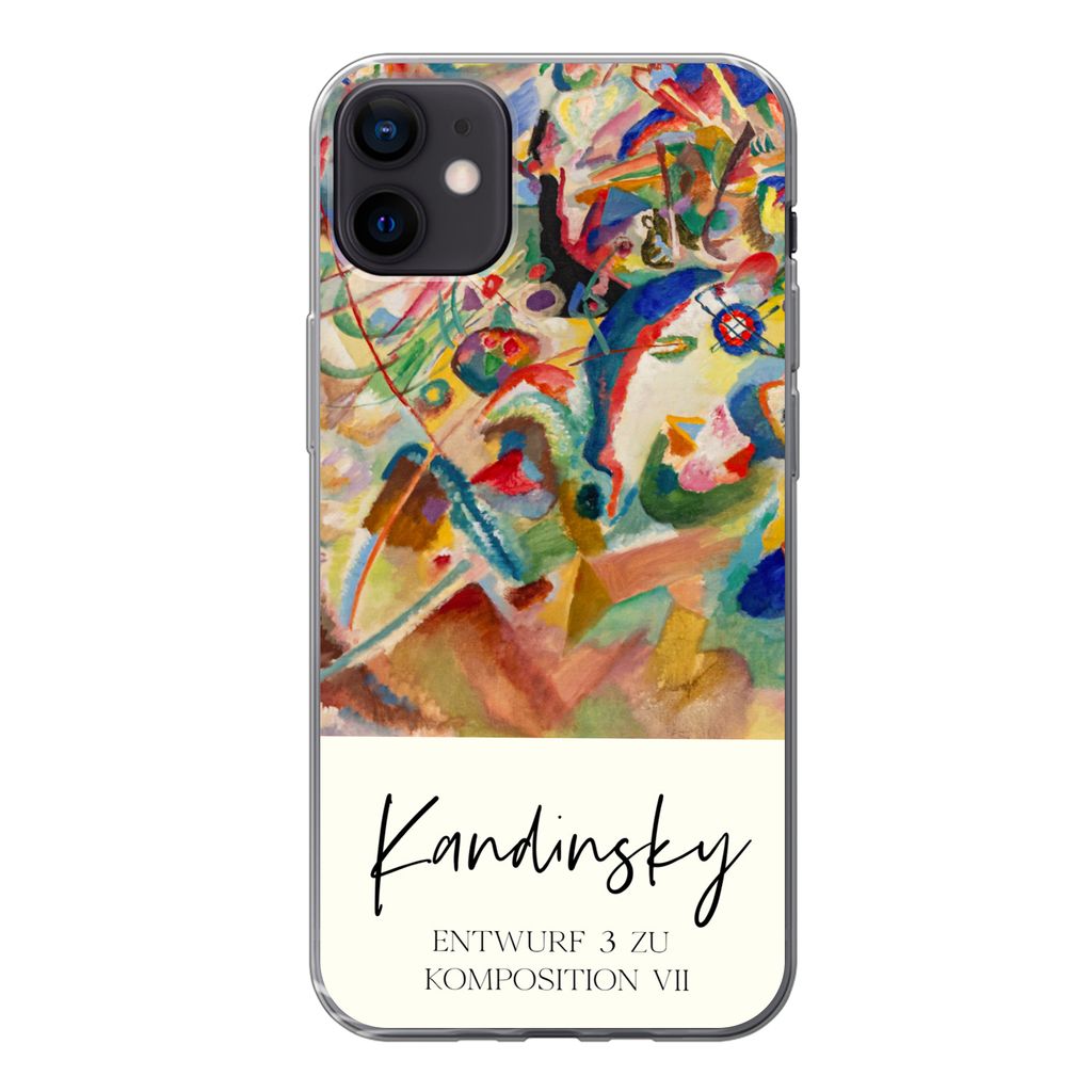 MuchoWow Handyhülle Schutzhülle Hülle für iPhone 12 mini Entwurf 3 zu komposition VII - Kandinsky - Alte Meister Silikon Softcase Handy Hüll...