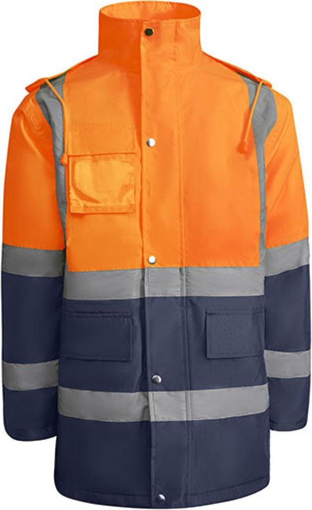 Roly Workwear HV9320 | Jacket Merak Arbeitsjacke - Farbe: Navy Blue 55/Fluor Orange 223 - Größe: 3XL