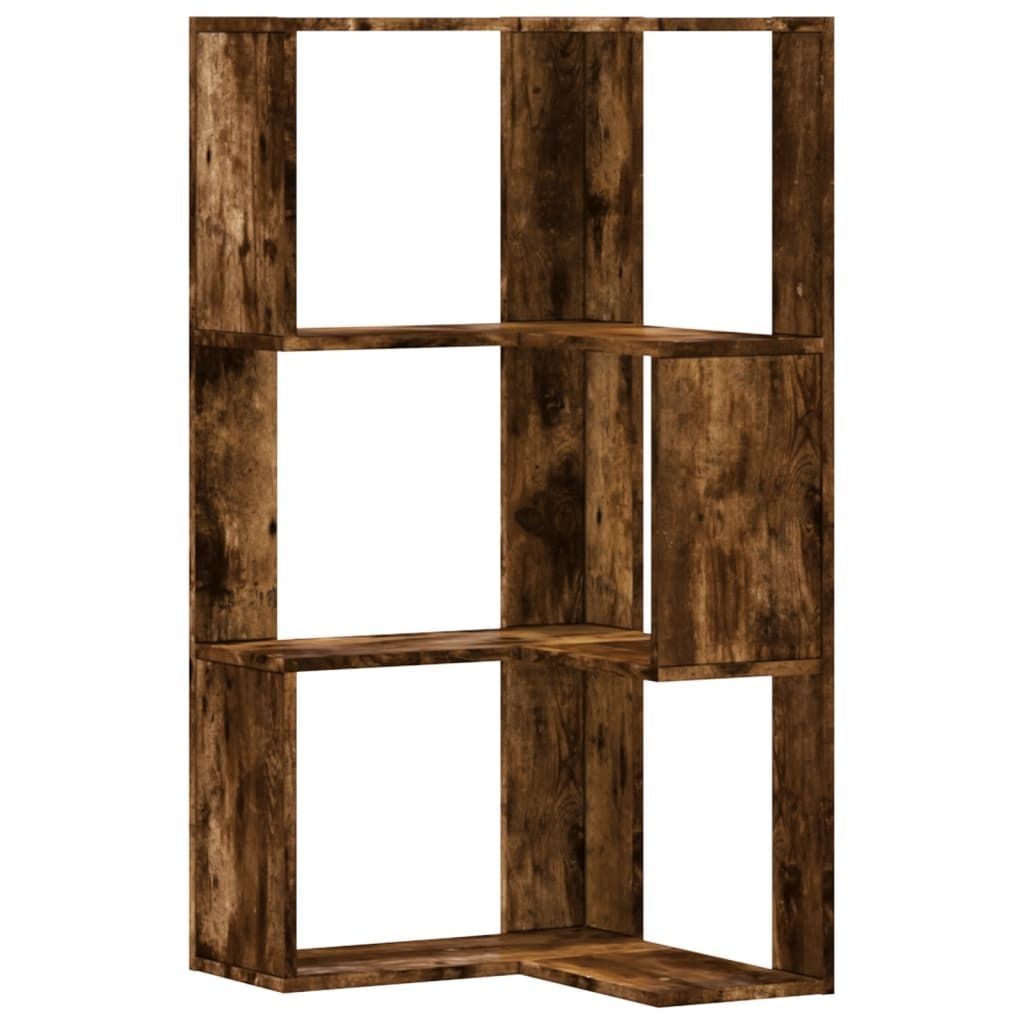 "2026 Promotion" Eck-Bücherregal - Standregal - Aktenregal - 3 Böden - Räuchereiche 50x50x102 cm - Holzwerkstoff - Wohnzimmerschrank CC31093