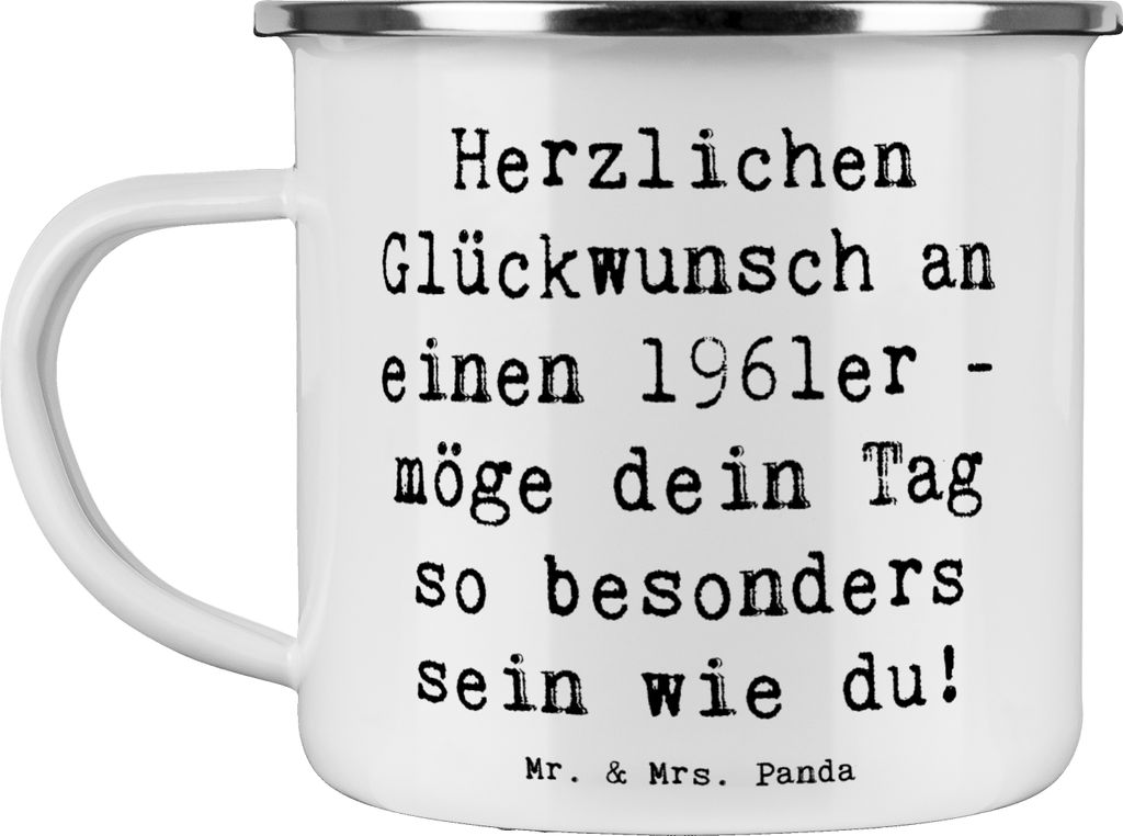 Mr. & Mrs. Panda Emaille Tasse Spruch 1961 Geburtstag - Weiß - Geschenk, Alter, Erinnerungen, Freunde, Happy Birthday, becher, Herzlichen Glückwu...