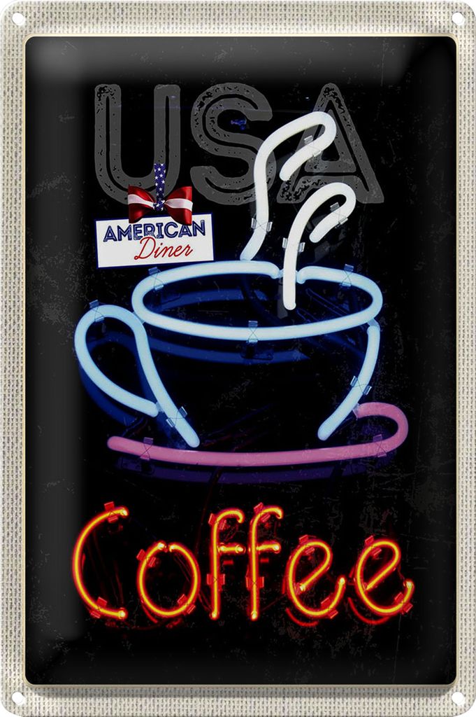 Blechschild Reise 18x12cm USA Amerika Kaffee Tee Kuchen Urlaub