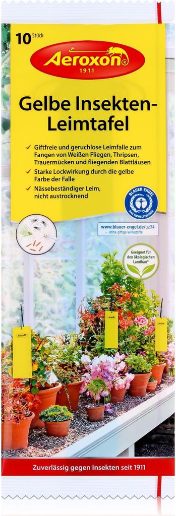 Aeroxon Gelbe Insekten-Leimtafel 10 Stk. - Fliegenfalle Produktbild 