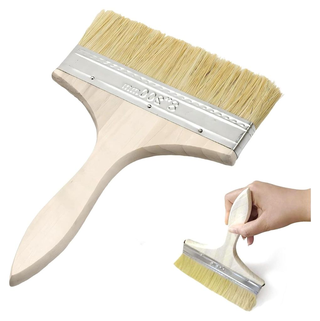 Flächenstreicher 170 mm – Direkt passend für Farbeimer – Leichter Lasurpinsel für Holzlasur, Öl und Lack, Handlicher Holzgriff für Zäune ...
