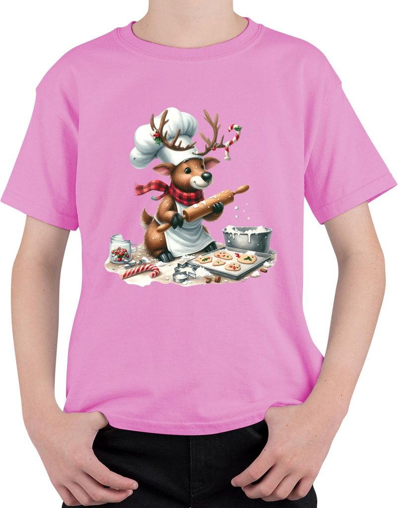 Weihnachtsrentier Kekse Bäcker Backen Kinder Geschenk Winter Uni Kinder T-Shirt, Pink, 104