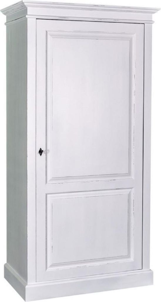 Casa Padrino Landhausstil Kleiderschrank Antik Weiß 100 x 67 x H. 200 cm - Massivholz Schlafzimmerschrank mit Tür - Landhausstil Schlafzimmermöbel