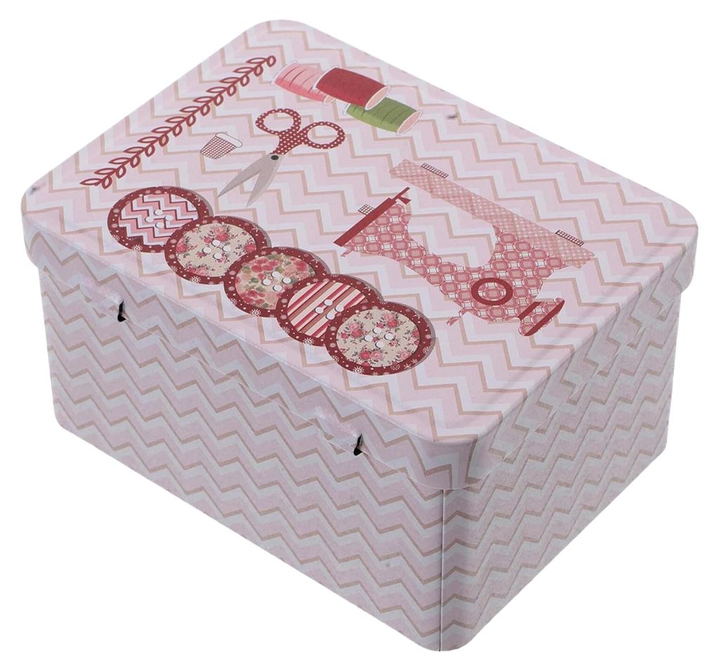 Metall Aufbewahrungsbox mit Klappdeckel, kompakte Nähbox 12,7x8,9x6,6cm für Nähzubehör, robuste Blechdose für Garn, Nadeln und Bastelbedarf, t...