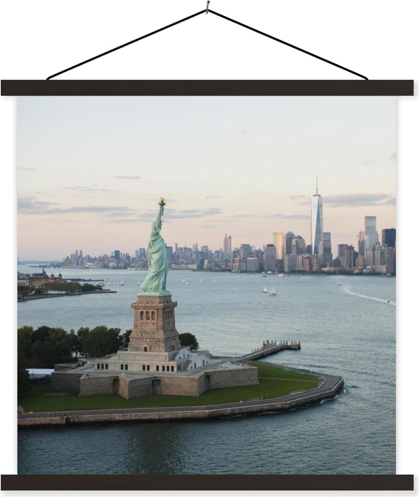 MuchoWow Textilposter New York - Freiheitsstatue - Amerika 40x40 cm mit schwarzem Rahmen - Fotos