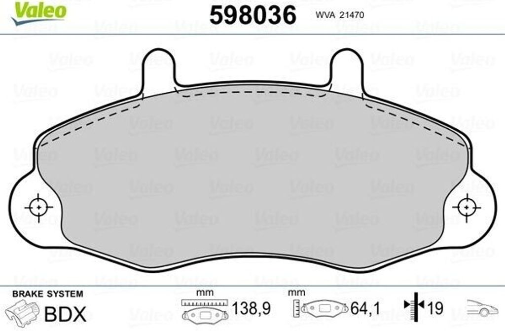 VALEO Bremsbeläge Satz Vorne für FORD TRANSIT MK-5 Bus (E) 598036
