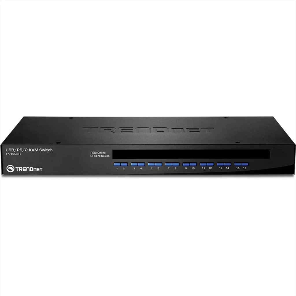 Boîtier KVM TRENDnet 16 ports à double connectique USB PS2 et rack 19
