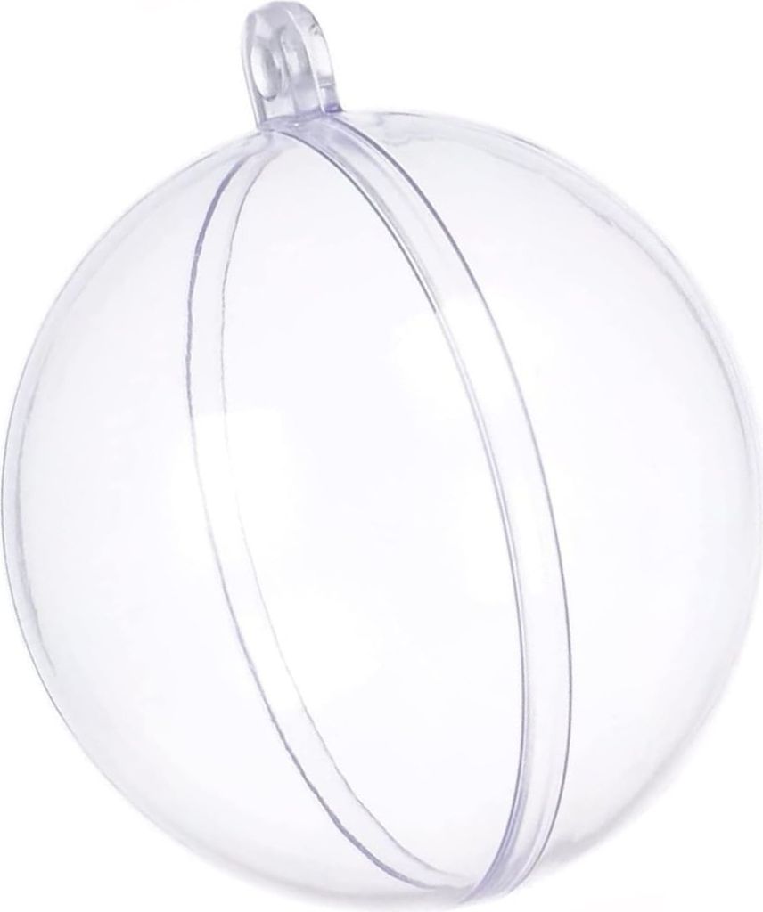 20 Pack 3.15" Clear Plastic Ornaments Balls, Transparent DIY Fillable Acrylic Crafts Ball Kit -Handmade Decorations for Christmas, Holiday, Party, ...