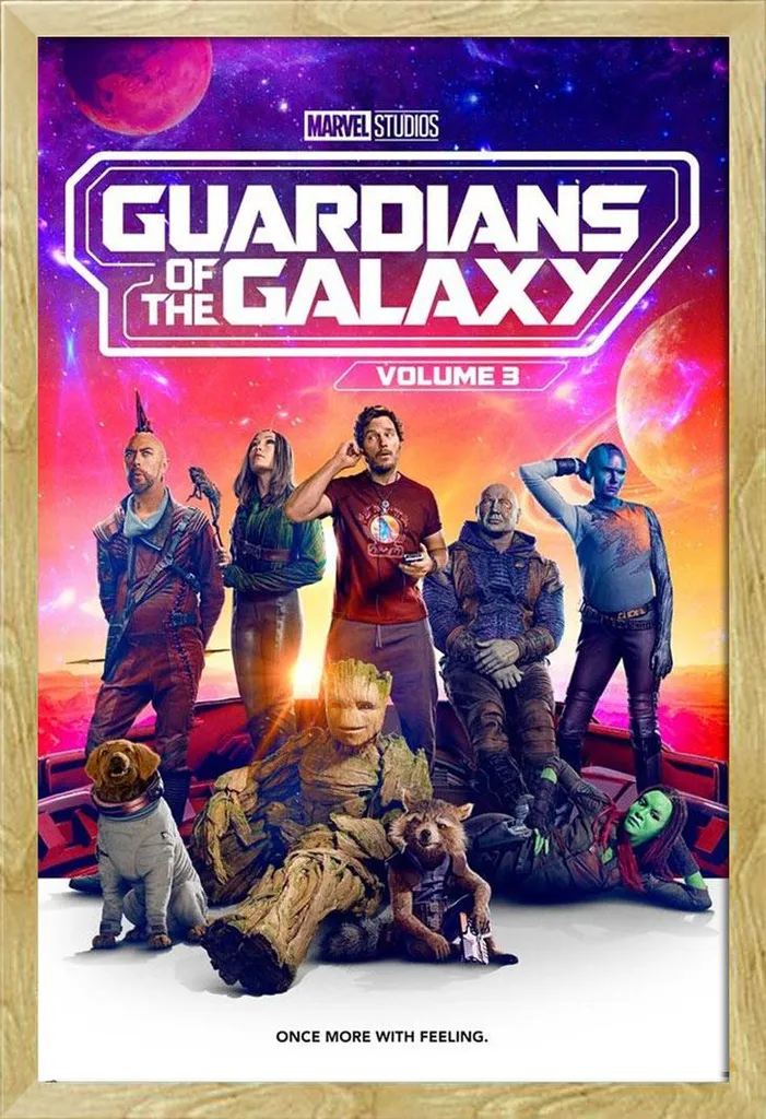 Poster Marvel Gardiens de la Galaxie 3 Cadre Shinsuke MDF Hêtre et Vitre