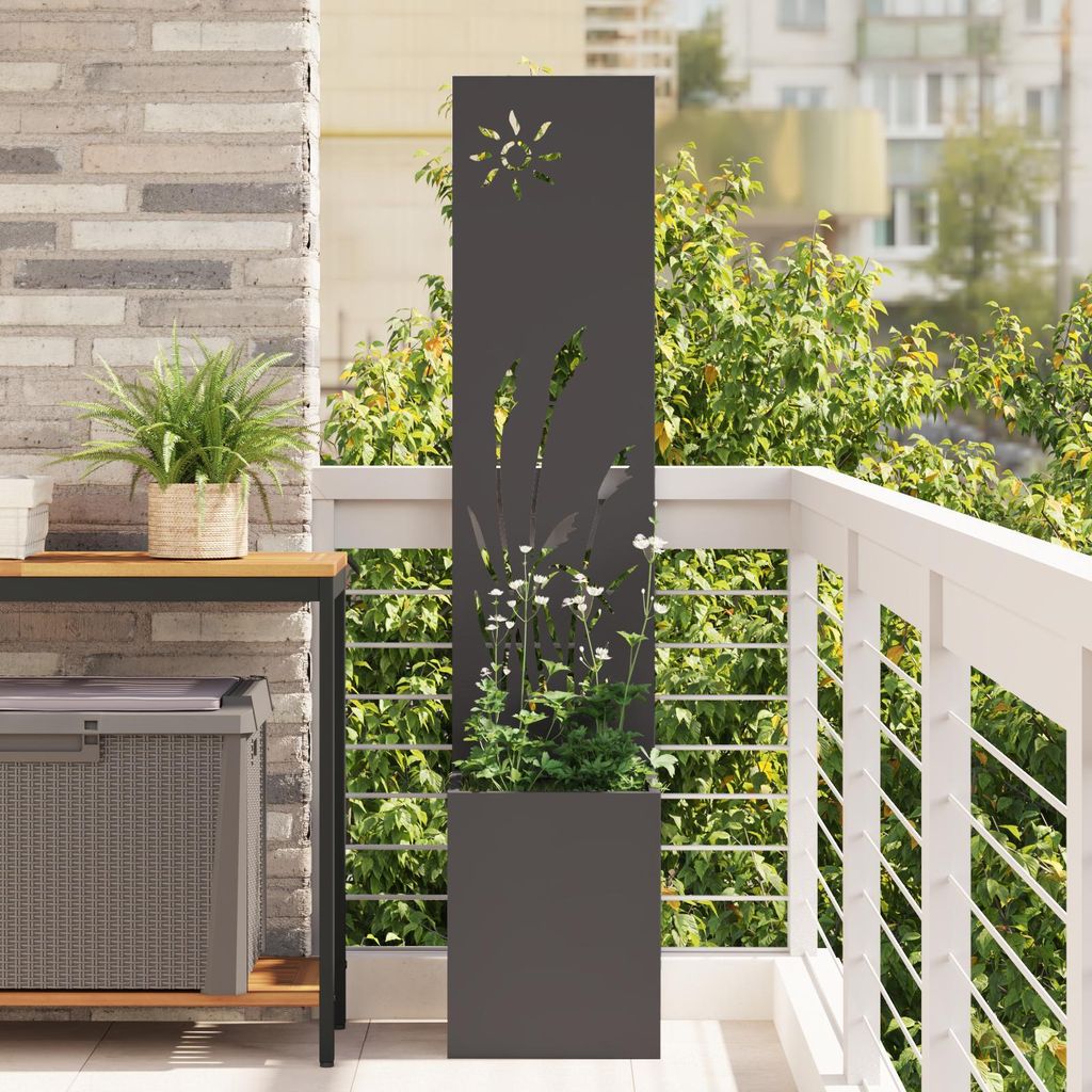 Möbel Blumentopf mit dekorativem Paneel Schwarz 32 x 140 cm - Leinwandbilder 876357