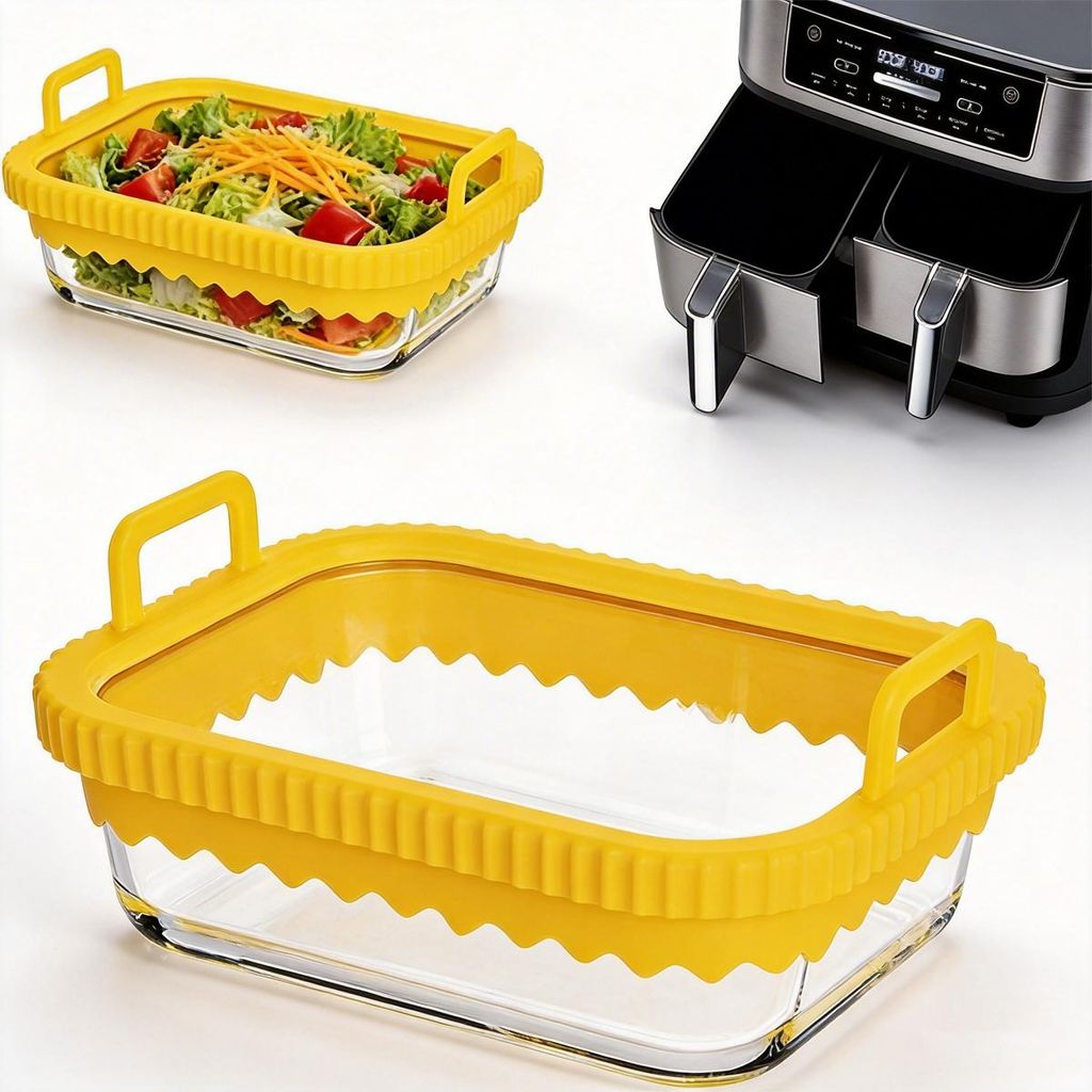 Glas Auflaufform Airfryer mit Silikongriffen für Ninja Produktbild 