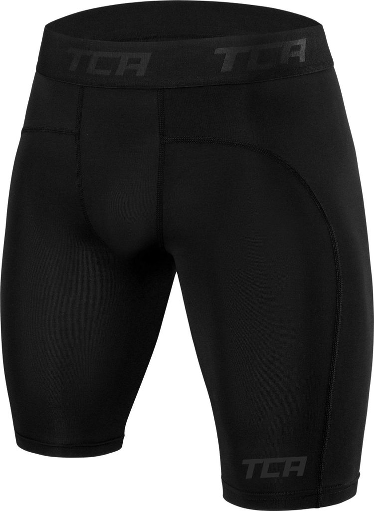 TCA Herren Pro Performance Kompressionsshorts, Schnelltrocknendes Baselayer Unterhose Tights Kurz Hose Laufunterwäsche - Schwarz, XL