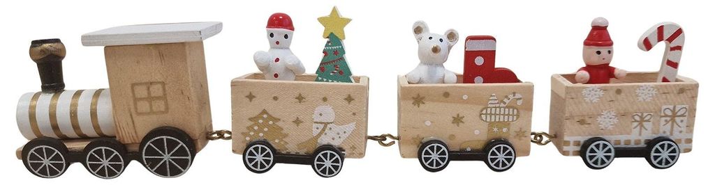 Logbuch-Verlag Holz Zug 4-teilig Natur 21 cm lang – Weihnachtsdeko mit Figuren