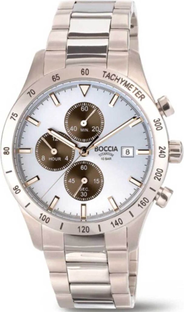 Boccia Herrenarmbanduhr Chronograph Titan mit Mineralglas 3739-01 10 ATM