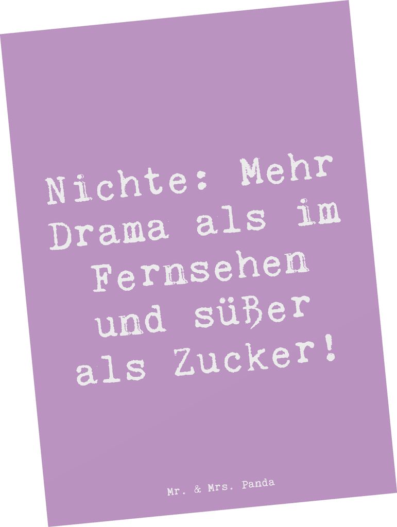 Mr. & Mrs. Panda Postkarte Spruch Nichte Freude - Lavendeltraum - Geschenk, Familie Verwandte, Grußkarte, Persönlichkeit, Verwandtschaft, einziga...