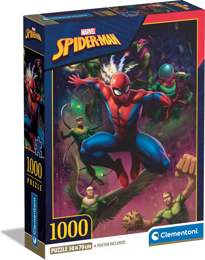 Clementoni - 39768 - Puzzle Marvel Spiderman, Puzzle 1000 Teile Für Erwachsene Und Kinder 10 Jahren, Geschicklichkeitsspiel Für Die Ganze Familie