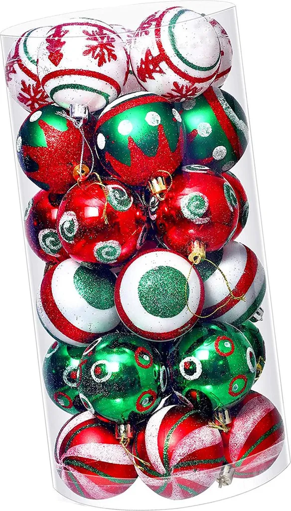 Décorations de Sapin de Noël Ornements Multicolores Incassables 30 Pièces
