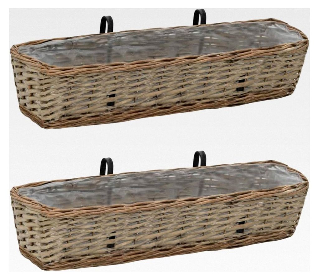 2er Set Balkon-Blumenkästen Pflanzkästen Geländerkästen mit PE-Auskleidung 80cm