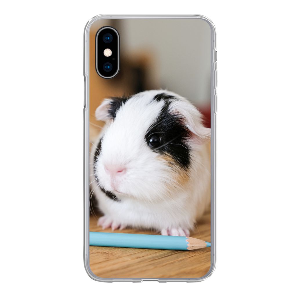 MuchoWow Handyhülle Schutzhülle Hülle für iPhone X Entzückende Baby-Meerschweinchen Silikon Softcase Handy Hülle - Handyhülle