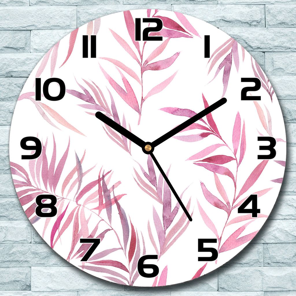 Wanduhr aus Glas Rund fi 30 Lila Palme Kunst Quarz Deko Schlafzimmer Büro