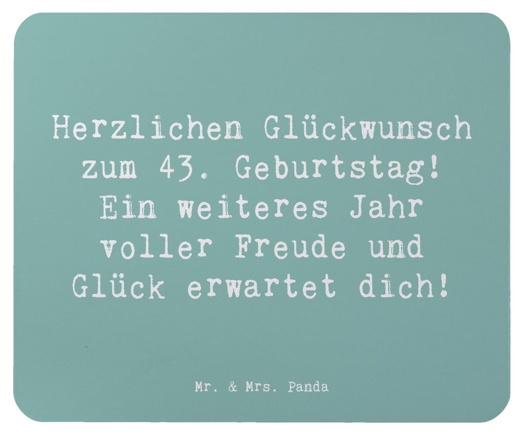 Mr. & Mrs. Panda Mousepad Spruch 43. Geburtstag Freude - Meeresbrise - Geschenk, Mauspad, pc mausunterlage, mousematte, computer, Happy Birthday, p...