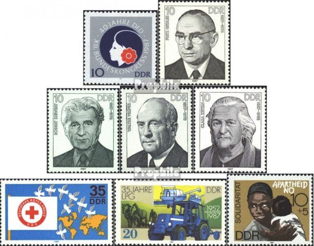 Briefmarken DDR 1987 Mi 3079,3082-3085,3088, 3090,3105 (kompl.Ausg.) gestempelt 40 Jahre DFD