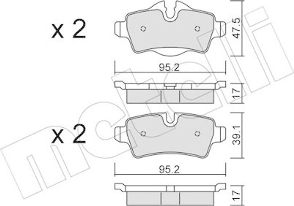4 Bremsbelagsatz, Scheibenbremse METELLI 22-0769-0 für MINI, Hinterachse