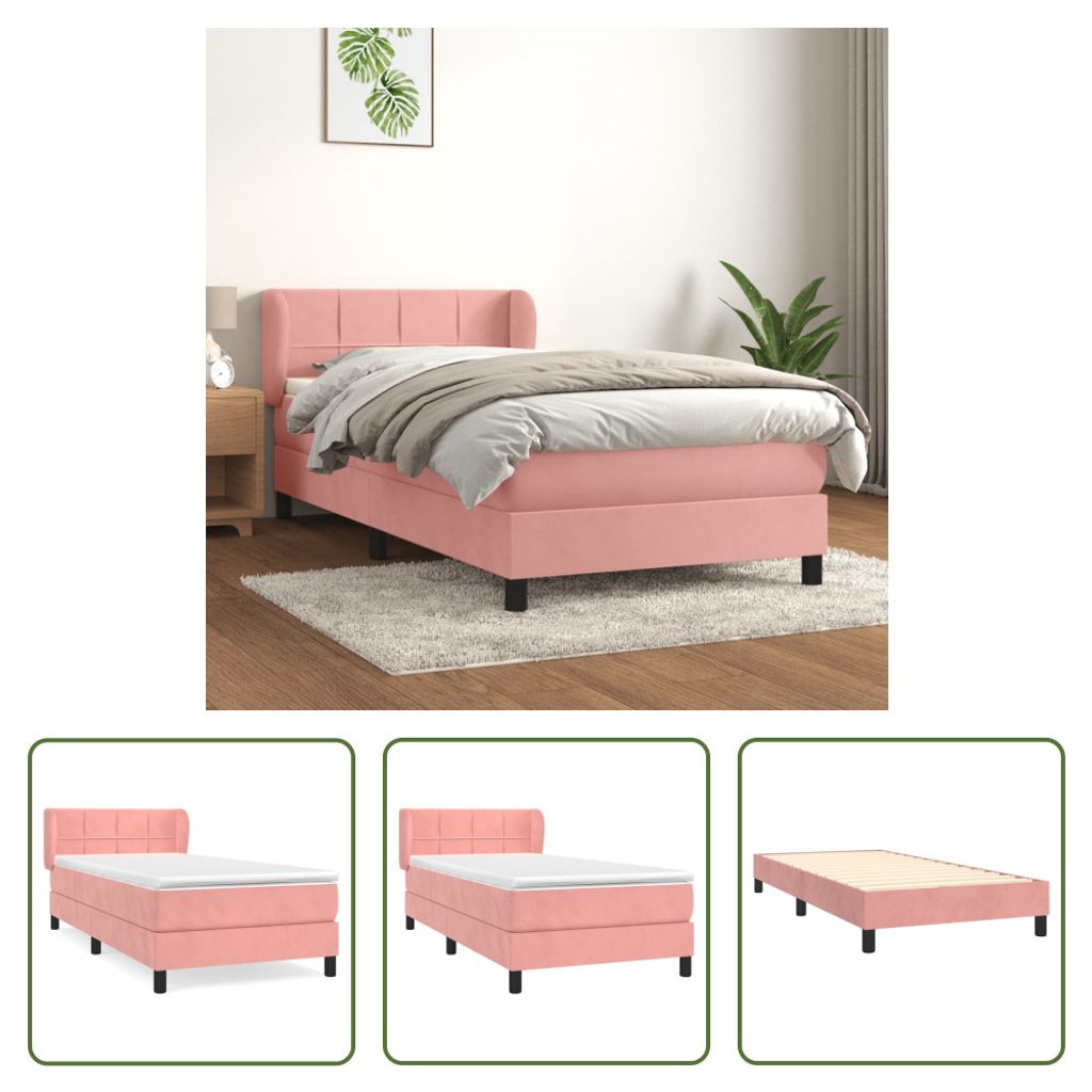 The Living Store Boxspringbett mit Matratze Rosa 100x200 cm Samt