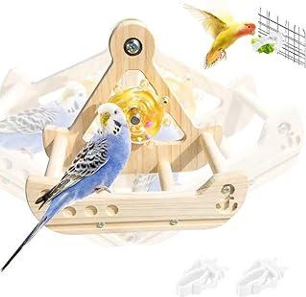 Vögel Spielzeug, Papageienspielzeug, Spielzeug für Nymphensittiche, Holz Vogel Schaukel für Papageien, Schaukel Piratenschiff, Naturholz, Pirate...