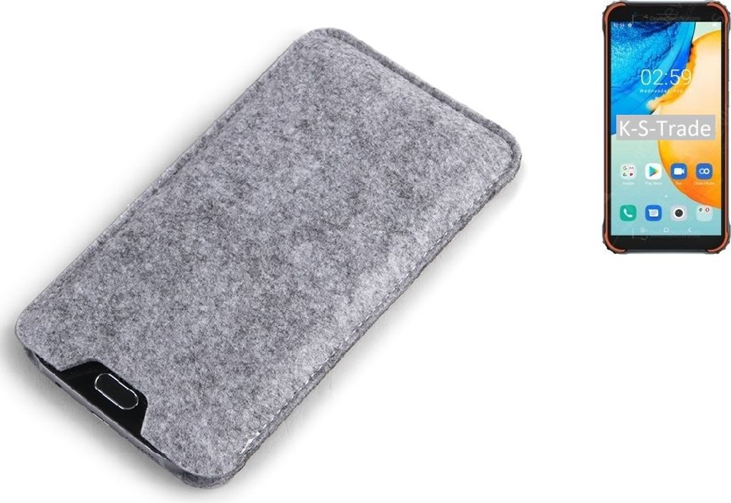 K-S-Trade Filz Handyhülle kompatibel mit Blackview BV4900 Pro Schutzhülle Filztasche Filz Tasche Case Sleeve Handy Hülle Filzhülle grau